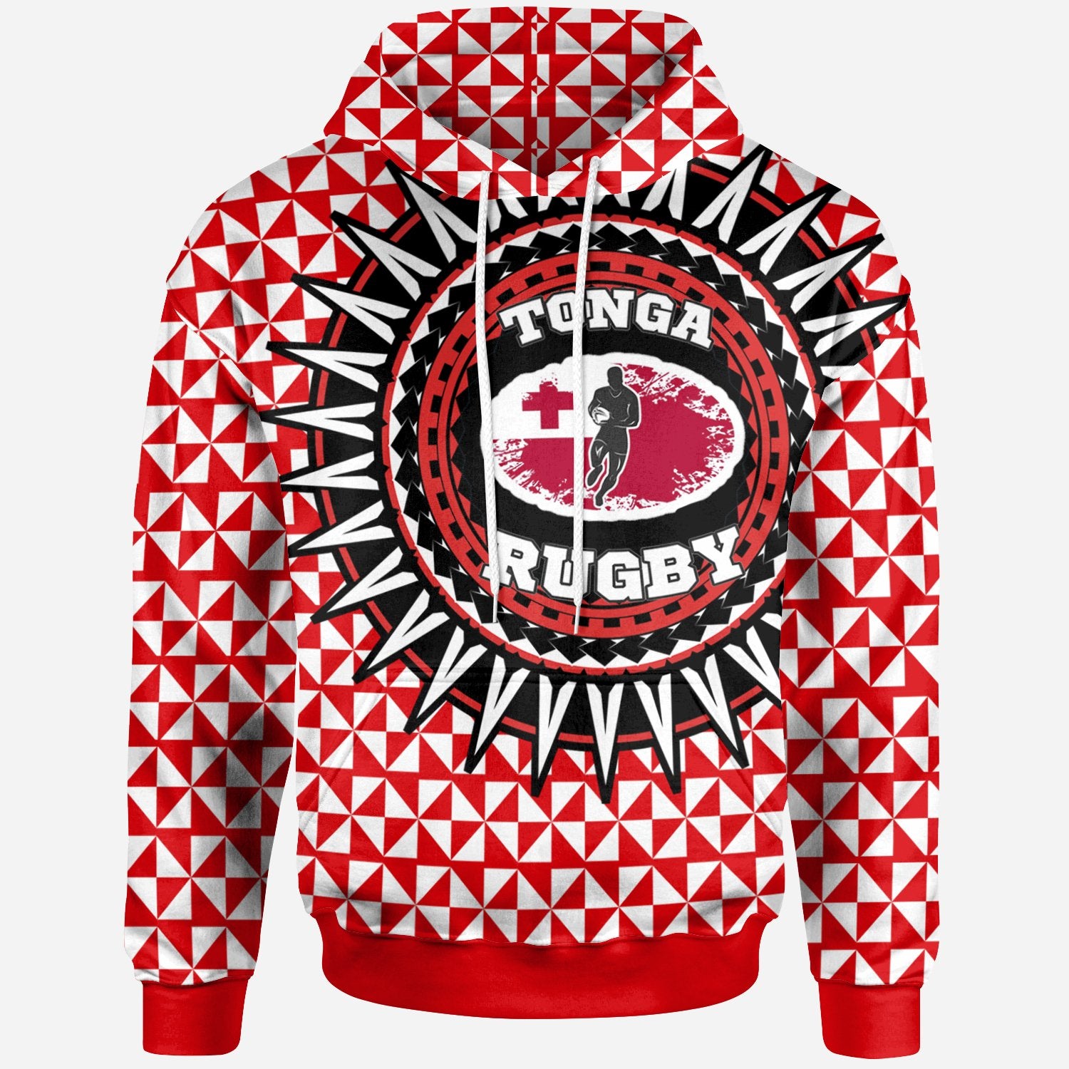 Tonga Hoodie Rugby Style Unisex Red - Polynesian Pride