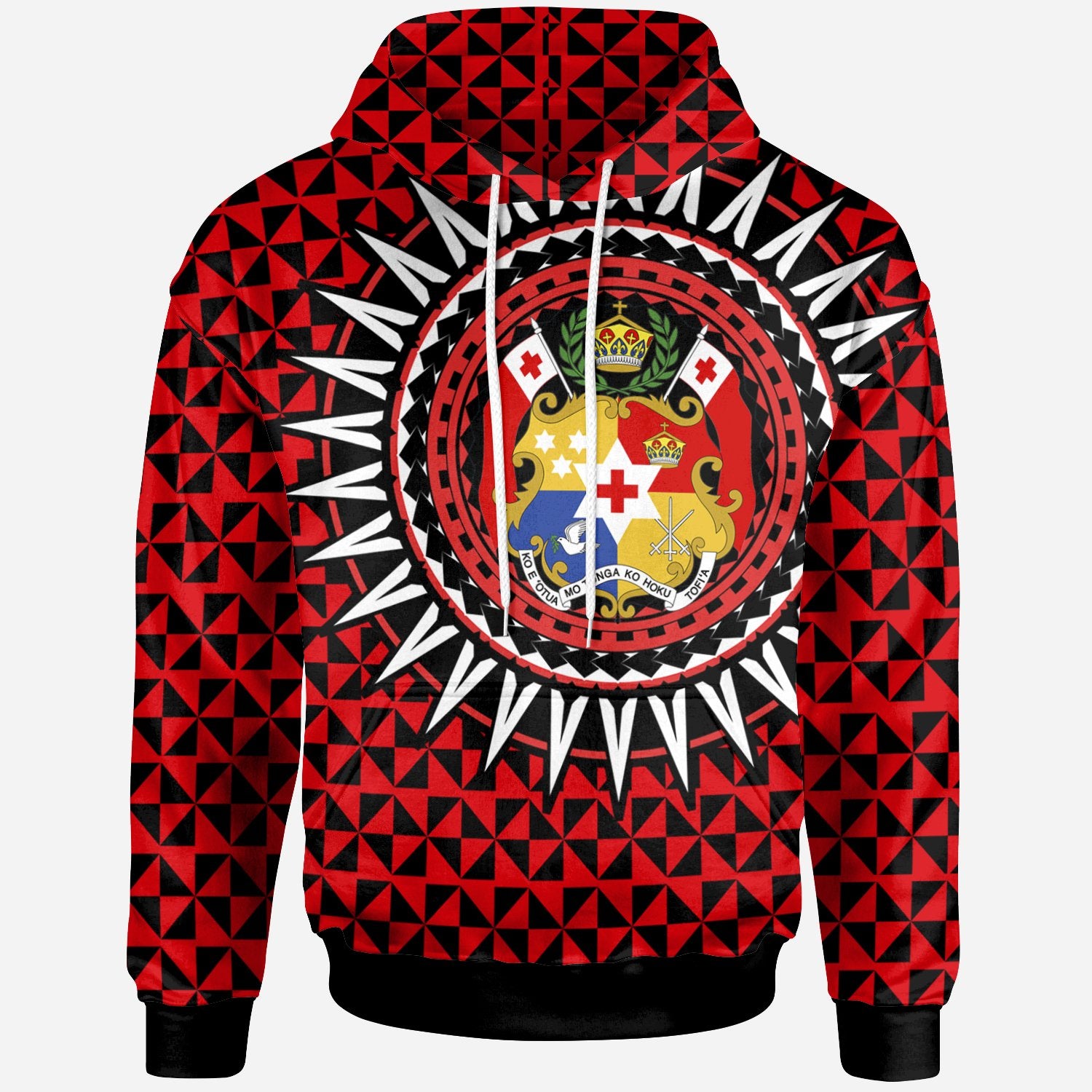 Tonga Hoodie Tonga Manulua Pattern Red Black Color Unisex Red - Polynesian Pride