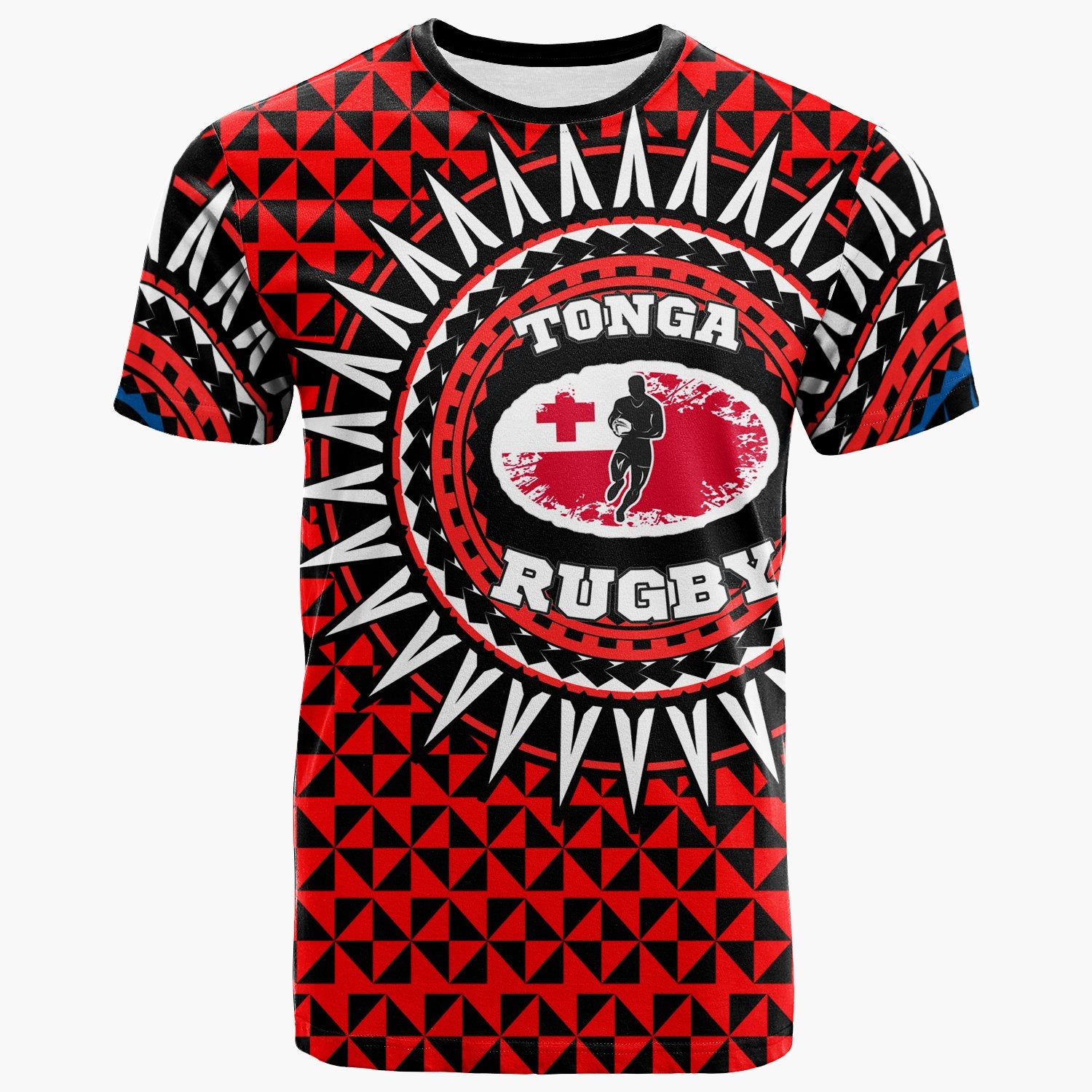 Tonga T Shirt Rugby Style Red Black Color Unisex Red - Polynesian Pride