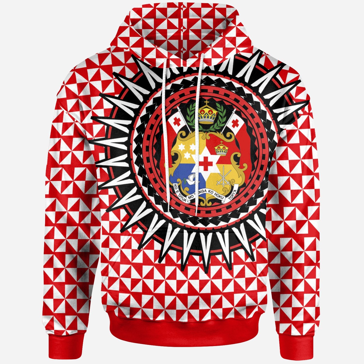 Tonga Hoodie Tonga Manulua Pattern Red White Color Unisex Red - Polynesian Pride