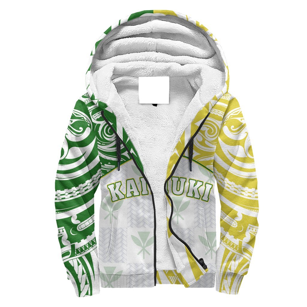 Hawaii Sherpa Hoodie - Kanaka Kaimuki High School Sherpa Hoodie Demodern Style AH White - Polynesian Pride