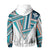 Hawaii Hoodie Football Jersey Style White and Cyan AH - Polynesian Pride