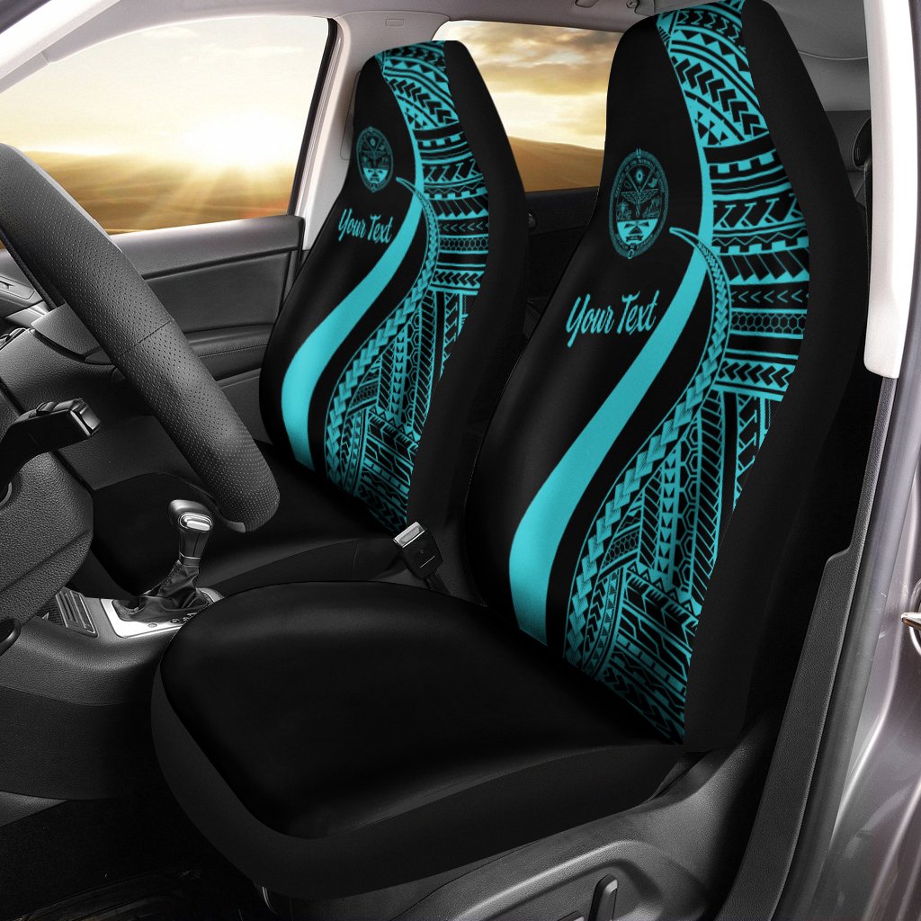 Marshall Islands Custom Personalised Car Seat Covers - Turquoise Polynesian Tentacle Tribal Pattern Crest Universal Fit Turquoise - Polynesian Pride