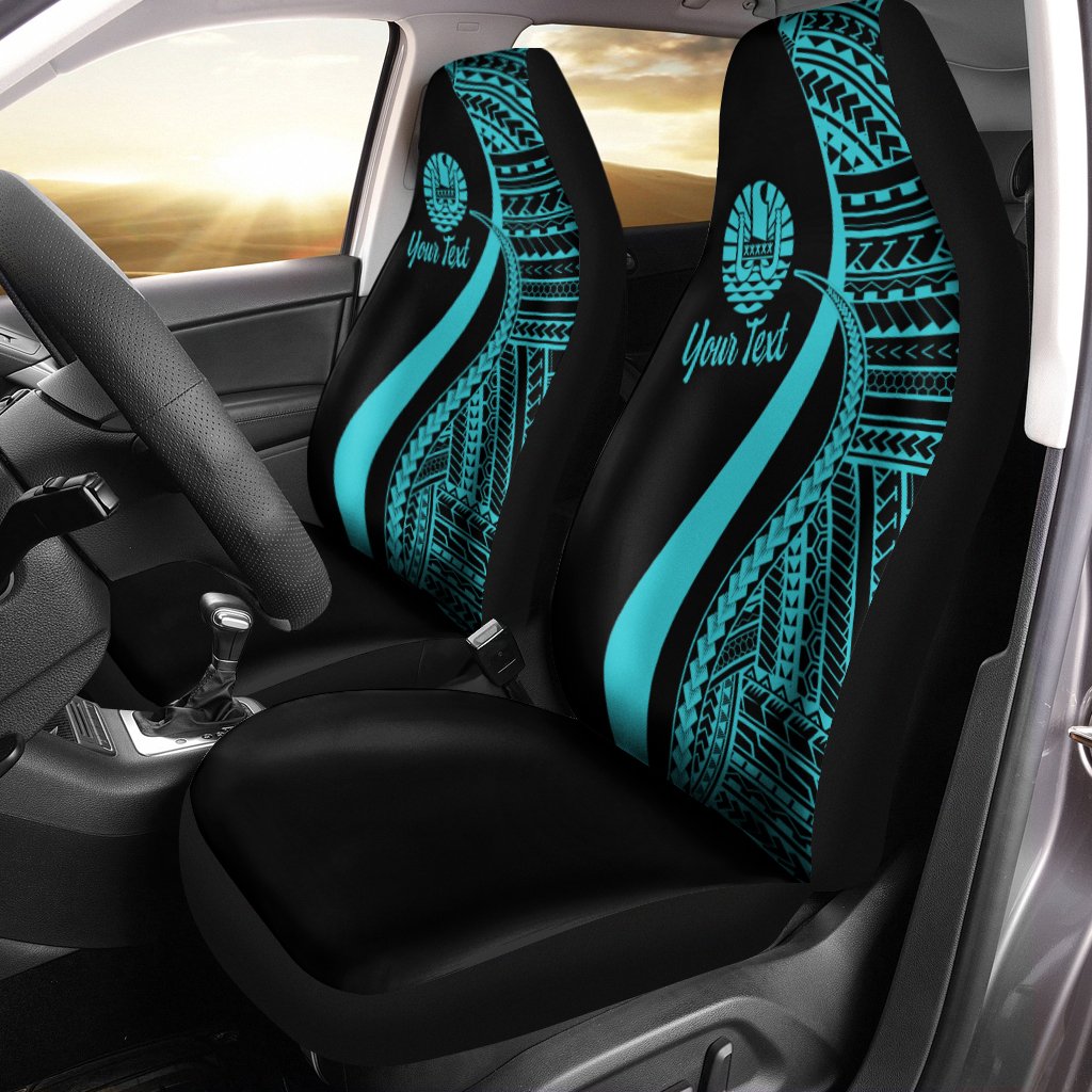 Tahiti Custom Personalised Car Seat Covers - Turquoise Polynesian Tentacle Tribal Pattern Universal Fit Turquoise - Polynesian Pride