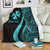 Wallis And Futuna Custom Personalised Premium Blanket - Turquoise Polynesian Tentacle Tribal Pattern - Polynesian Pride