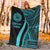 American Samoa Premium Blanket - Turquoise Polynesian Tentacle Tribal Pattern - Polynesian Pride