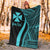 Wallis And Futuna Custom Personalised Premium Blanket - Turquoise Polynesian Tentacle Tribal Pattern - Polynesian Pride