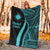 Marshall Islands Premium Blanket - Turquoise Polynesian Tentacle Tribal Pattern - Polynesian Pride