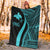 Papua New Guinea Premium Blanket - Turquoise Polynesian Tentacle Tribal Pattern - Polynesian Pride