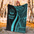 Marshall Islands Premium Blanket - Turquoise Polynesian Tentacle Tribal Pattern Crest - Polynesian Pride