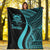 Tuvalu Premium Blanket - Turquoise Polynesian Tentacle Tribal Pattern - Polynesian Pride