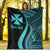 Wallis And Futuna Custom Personalised Premium Blanket - Turquoise Polynesian Tentacle Tribal Pattern - Polynesian Pride