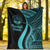 Marshall Islands Premium Blanket - Turquoise Polynesian Tentacle Tribal Pattern Crest - Polynesian Pride