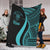 Niue Premium Blanket - Turquoise Polynesian Tentacle Tribal Pattern White - Polynesian Pride