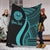 Tahiti Custom Personalised Premium Blanket - Turquoise Polynesian Tentacle Tribal Pattern White - Polynesian Pride