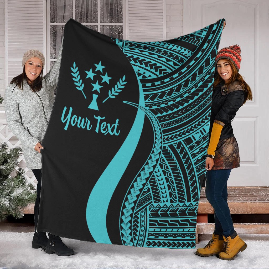 Kosrae Custom Personalised Premium Blanket - Turquoise Polynesian Tentacle Tribal Pattern White - Polynesian Pride