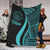 Palau Premium Blanket - Turquoise Polynesian Tentacle Tribal Pattern Crest White - Polynesian Pride