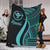 Hawaii Premium Blanket - Turquoise Polynesian Tentacle Tribal Pattern White - Polynesian Pride