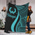 Pohnpei Premium Blanket - Turquoise Polynesian Tentacle Tribal Pattern White - Polynesian Pride