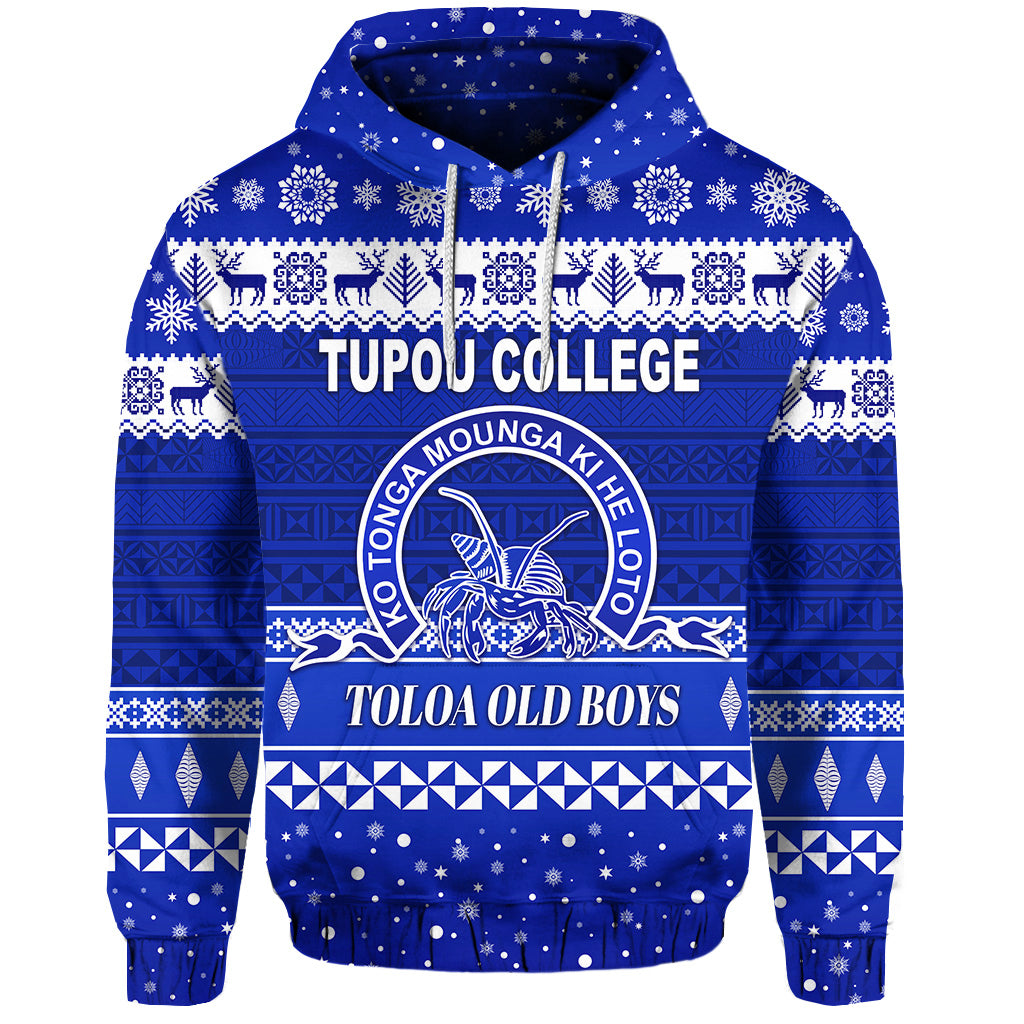 Tupou College Toloa Old Boys Christmas Hoodie Simple Style LT8 Blue - Polynesian Pride