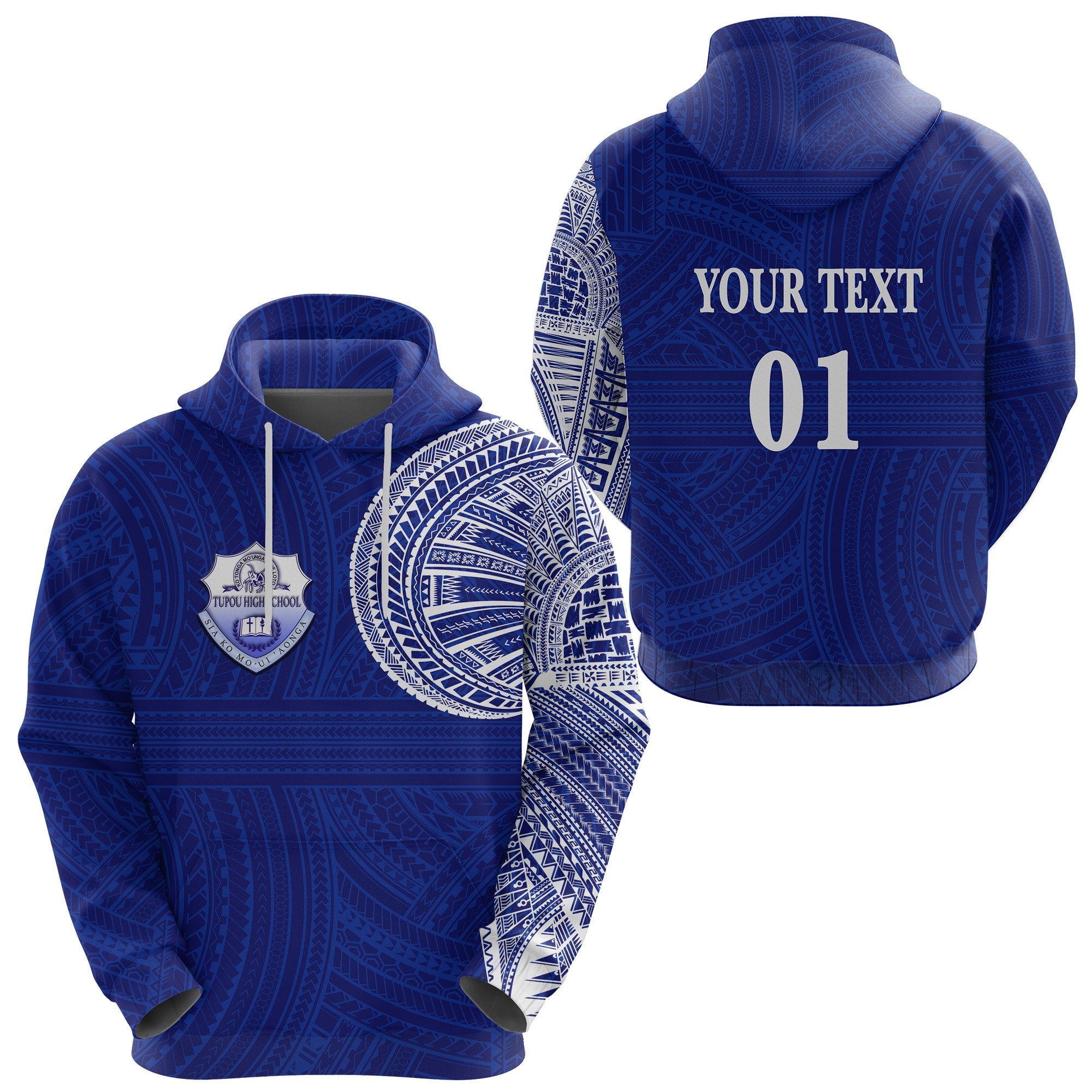 Custom Ko Tonga Hoodie Tupou High School Unisex Blue - Polynesian Pride