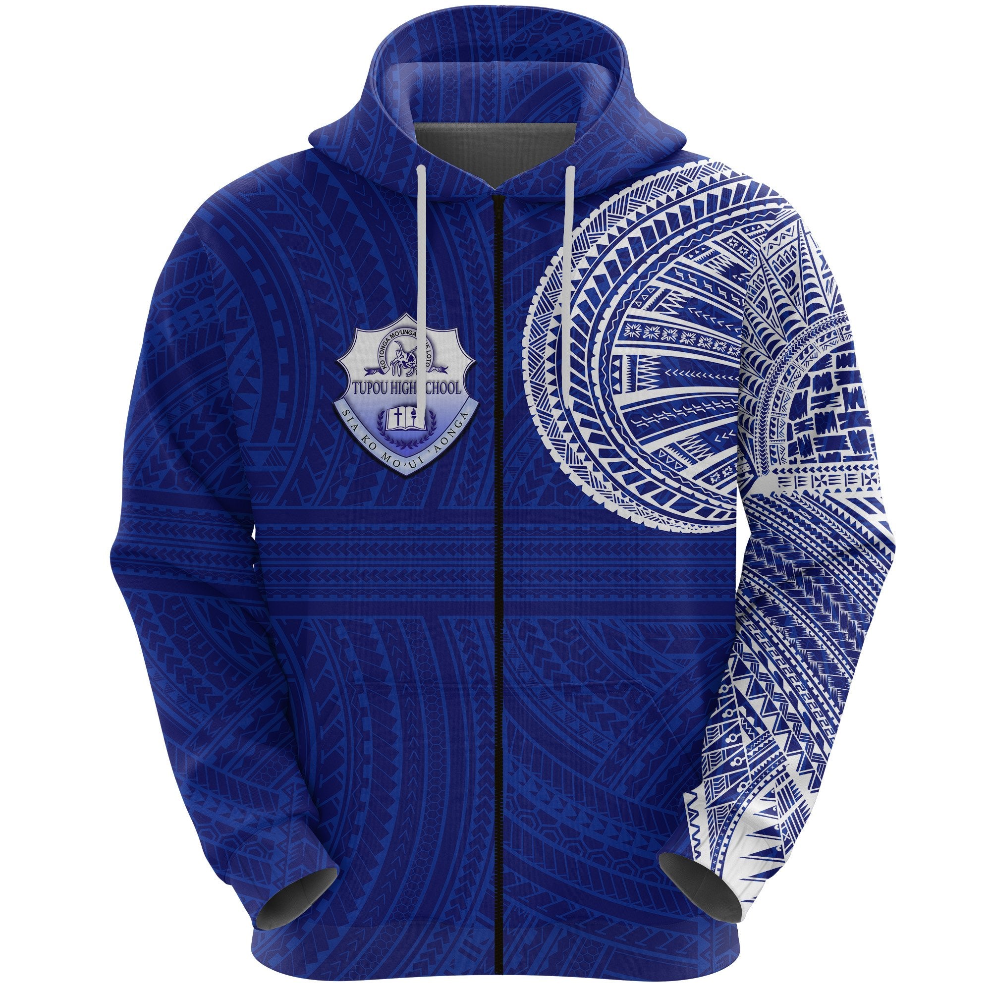 Ko Tonga Zip Hoodie Tupou High School Unisex Blue - Polynesian Pride