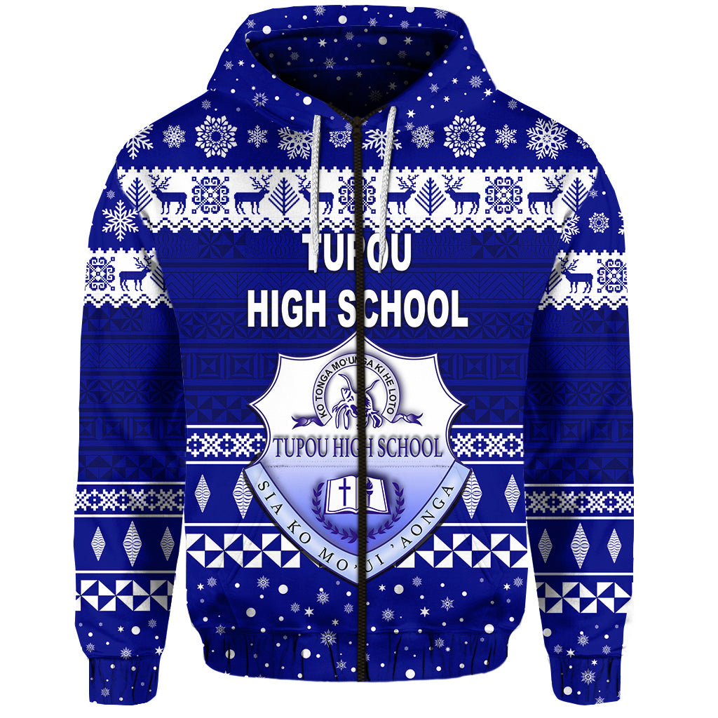 Custom Tupou High School Christmas Zip Hoodie Simple Style LT8 - Polynesian Pride