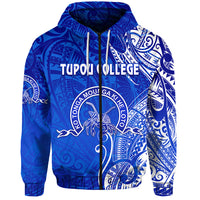 Custom Tonga Tupou College Zip Hoodie Simple Vibes Blue, Custom Text and Number LT8 - Polynesian Pride
