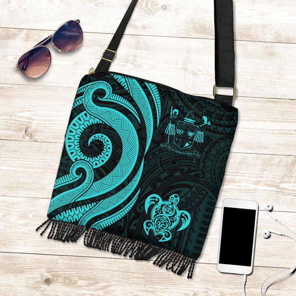 Fiji Boho Handbag - Turquoise Tentacle Turtle Crest Boho Handbag One Size Turquoise - Polynesian Pride