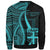 Fiji Custom Personalised Sweatshirt - Turquoise Polynesian Tentacle Tribal Pattern - Polynesian Pride