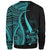 Fiji Custom Personalised Sweatshirt - Turquoise Polynesian Tentacle Tribal Pattern Crest - Polynesian Pride