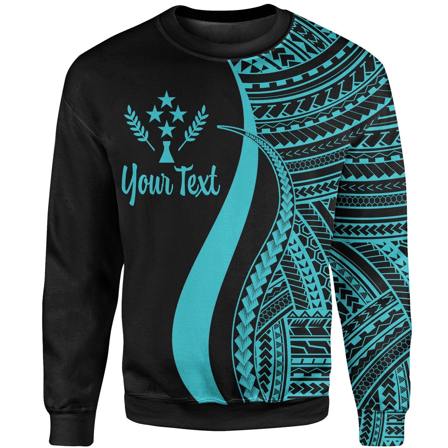 Kosrae Custom Personalised Sweatshirt - Turquoise Polynesian Tentacle Tribal Pattern Unisex Turquoise - Polynesian Pride