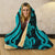 Fiji Hooded Blanket - Turquoise Tentacle Turtle Crest - Polynesian Pride