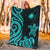 Marshall Islands Premium Blanket - Turquoise Tentacle Turtle Crest - Polynesian Pride