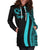 Tonga Women's Hoodie Dress - Turquoise Polynesian Tentacle Tribal Pattern - Polynesian Pride