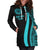 American Samoa Women's Hoodie Dress - Turquoise Polynesian Tentacle Tribal Pattern - Polynesian Pride