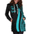 Guam Women's Hoodie Dress - Turquoise Polynesian Tentacle Tribal Pattern - Polynesian Pride