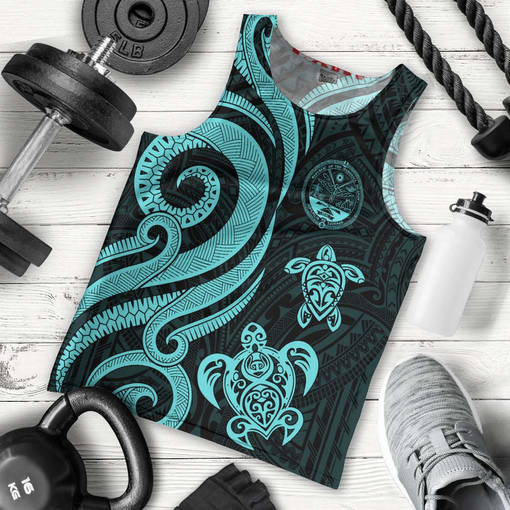 Marshall Islands Men's Tank Top - Turquoise Tentacle Turtle Crest Turquoise - Polynesian Pride