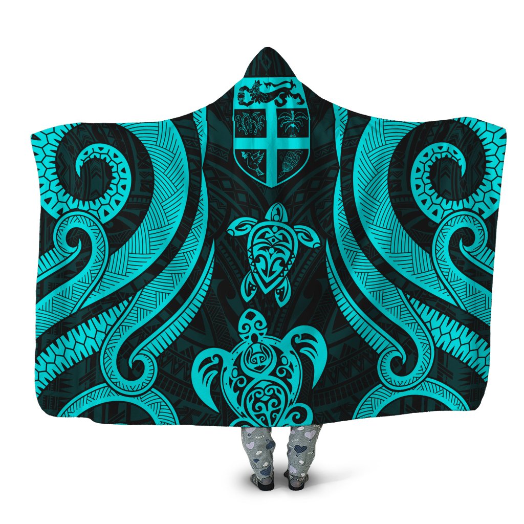 Fiji Hooded Blanket - Turquoise Tentacle Turtle Hooded Blanket Turquoise - Polynesian Pride