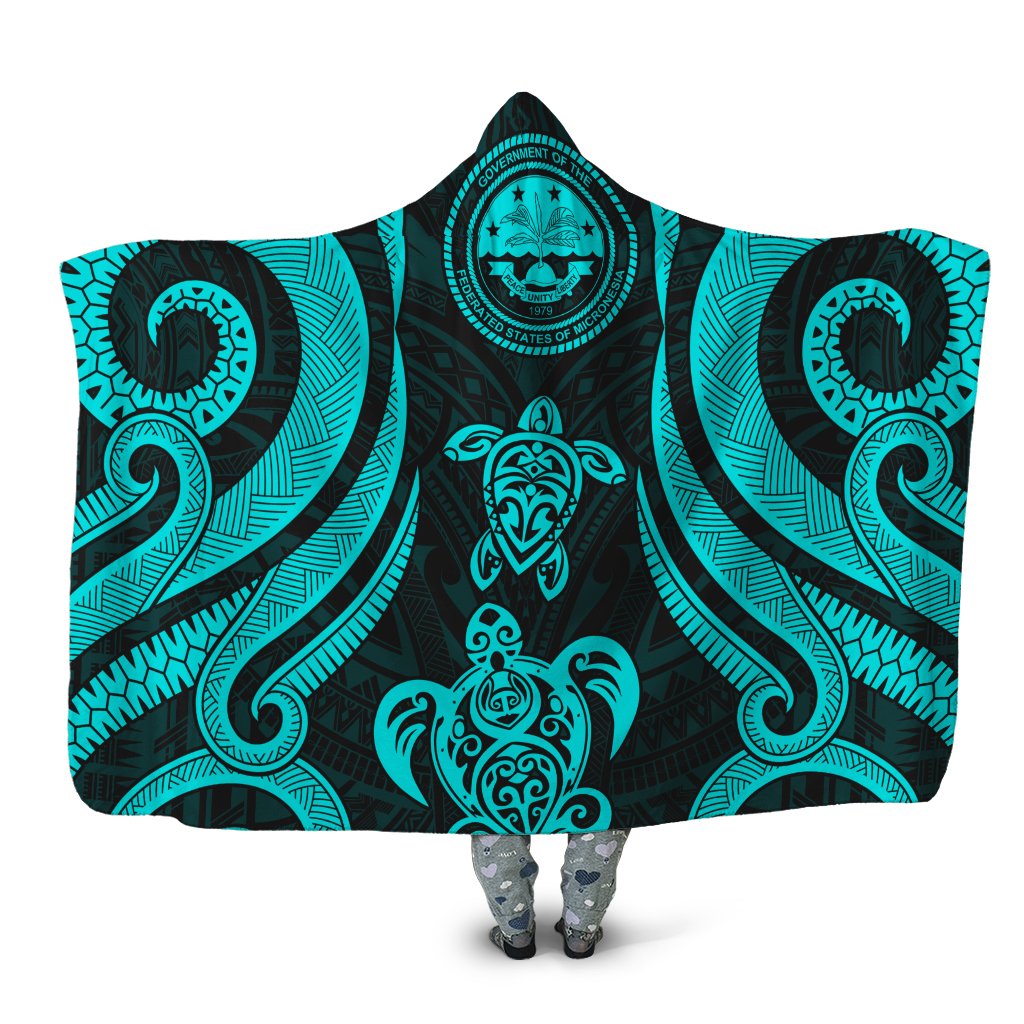 Federated States of Micronesia Hooded Blanket - Turquoise Tentacle Turtle Hooded Blanket Turquoise - Polynesian Pride