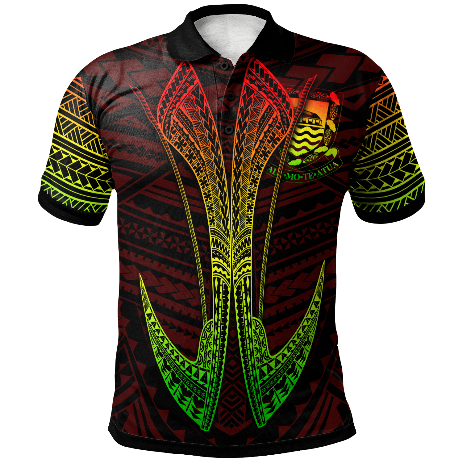 Tuvalu Custom Polo Shirt Fish Hook Ver2 Unisex Red - Polynesian Pride