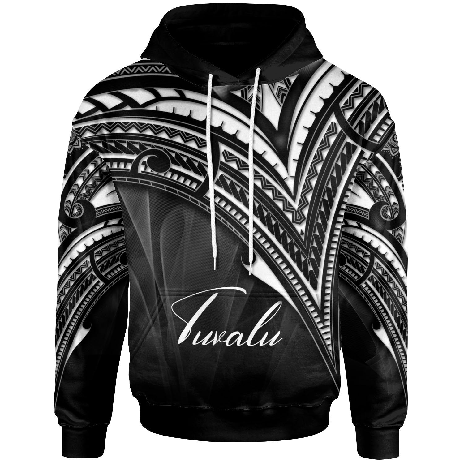 Tuvalu Hoodie Cross Style Unisex Black - Polynesian Pride