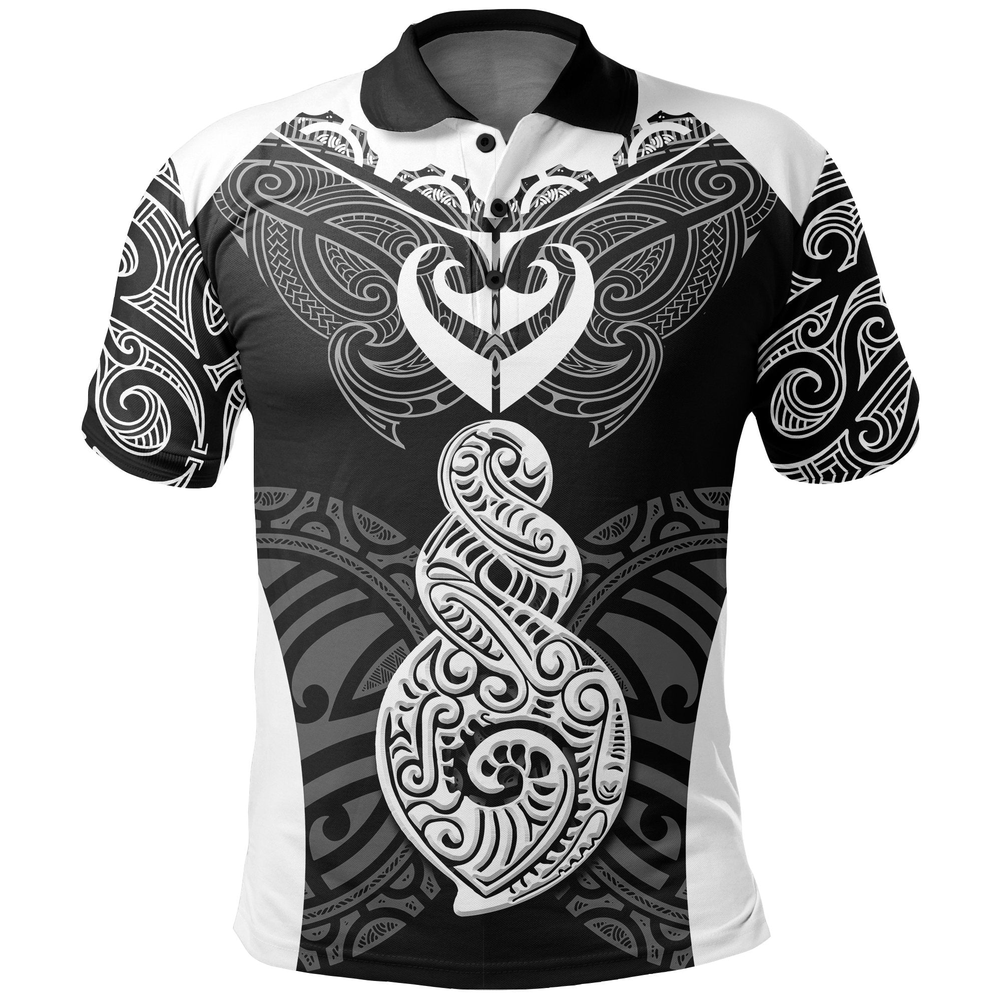 New Zealand Maori Polo Shirt Twist Tattoo Unisex Black - Polynesian Pride