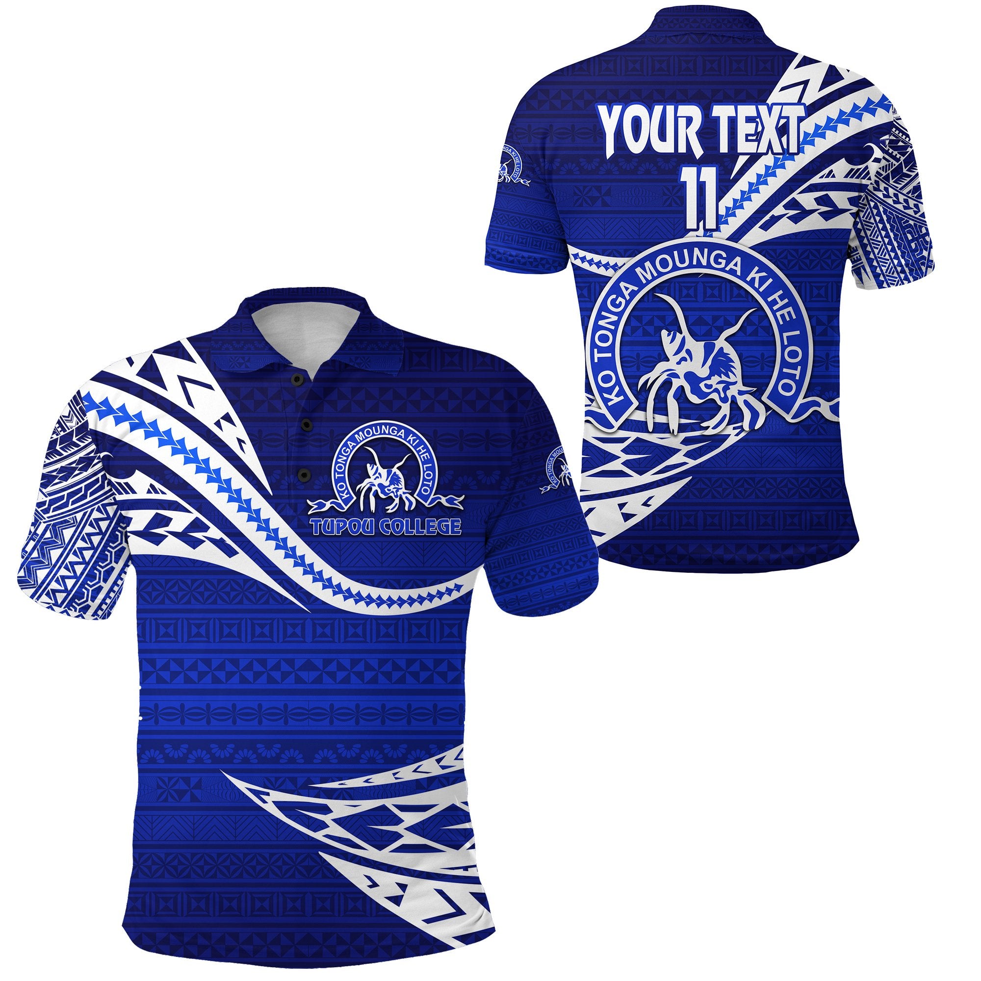 Custom Kolisi Ko Tupou College Tonga Polo Shirt Unique Version Blue, Custom Text and Number Unisex Blue - Polynesian Pride