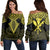 Hawaii Polynesian Limited Women's Off Shoulder Sweater - Tab Style Yellow - AH Black - Polynesian Pride