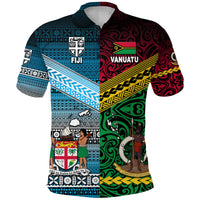 Custom Vanuatu Fiji Polo Shirt Together Blue, Custom Text and Number LT8 - Polynesian Pride