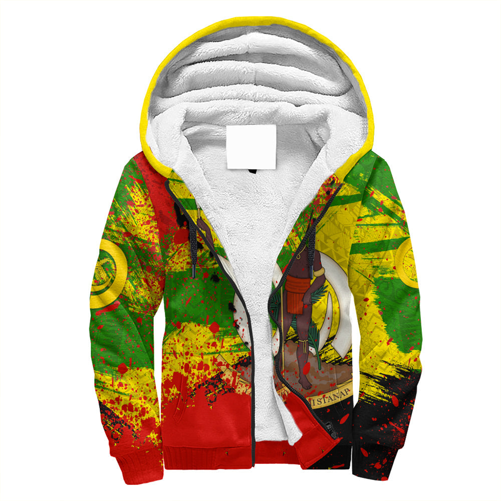 Vanuatu Independence Day Grunge Sherpa Hoodie LT10 Unisex Yellow - Polynesian Pride