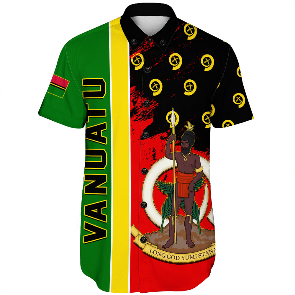 Vanuatu Flag Pattern Style Short Sleeve Shirt LT10 - Polynesian Pride