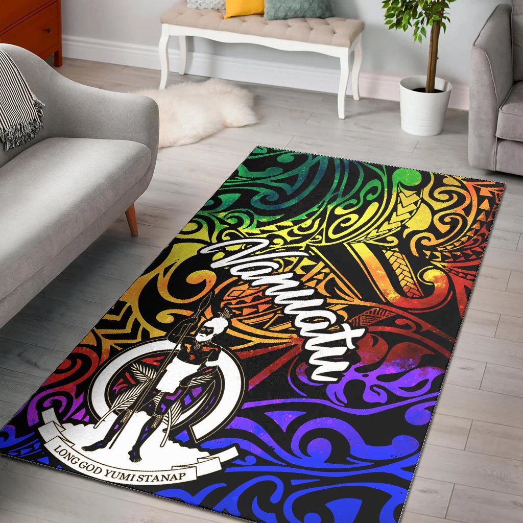 Vanuatu Area Rug - Rainbow Polynesian Pattern Rainbow - Polynesian Pride