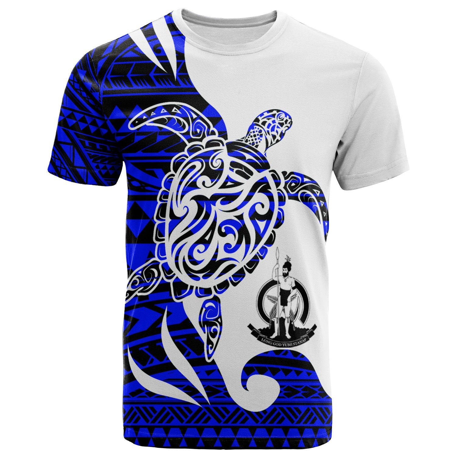 Vanuatu Custom T Shirt Mega Turtle Unisex Blue - Polynesian Pride